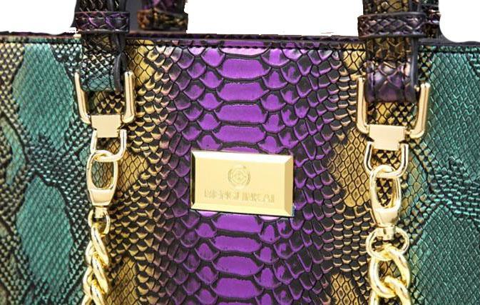 Snake-Effect Genuine Leather Phone Bag