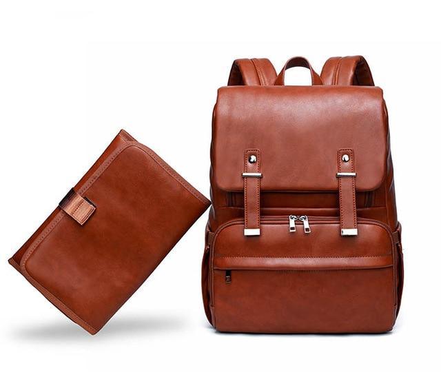 PU Leather Backpack with Structured Detail