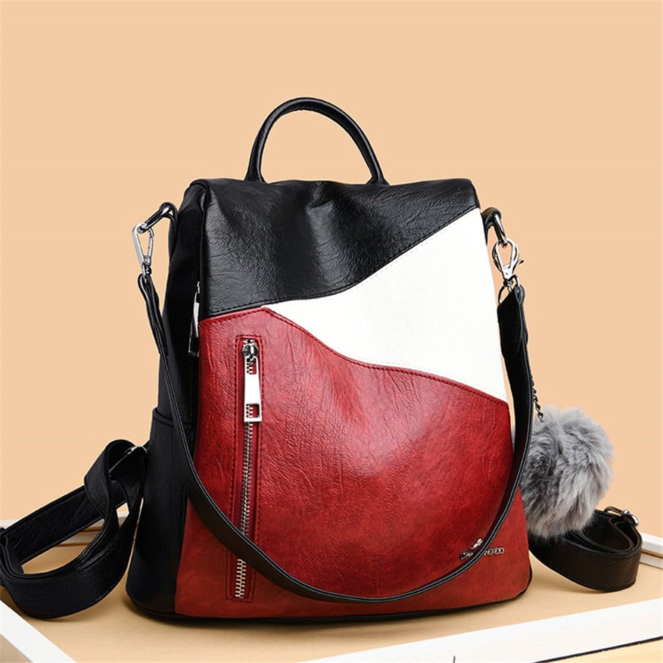 Anti-Theft PU Leather Backpack