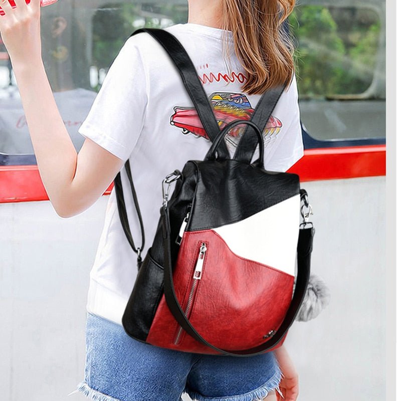 Anti-Theft PU Leather Backpack