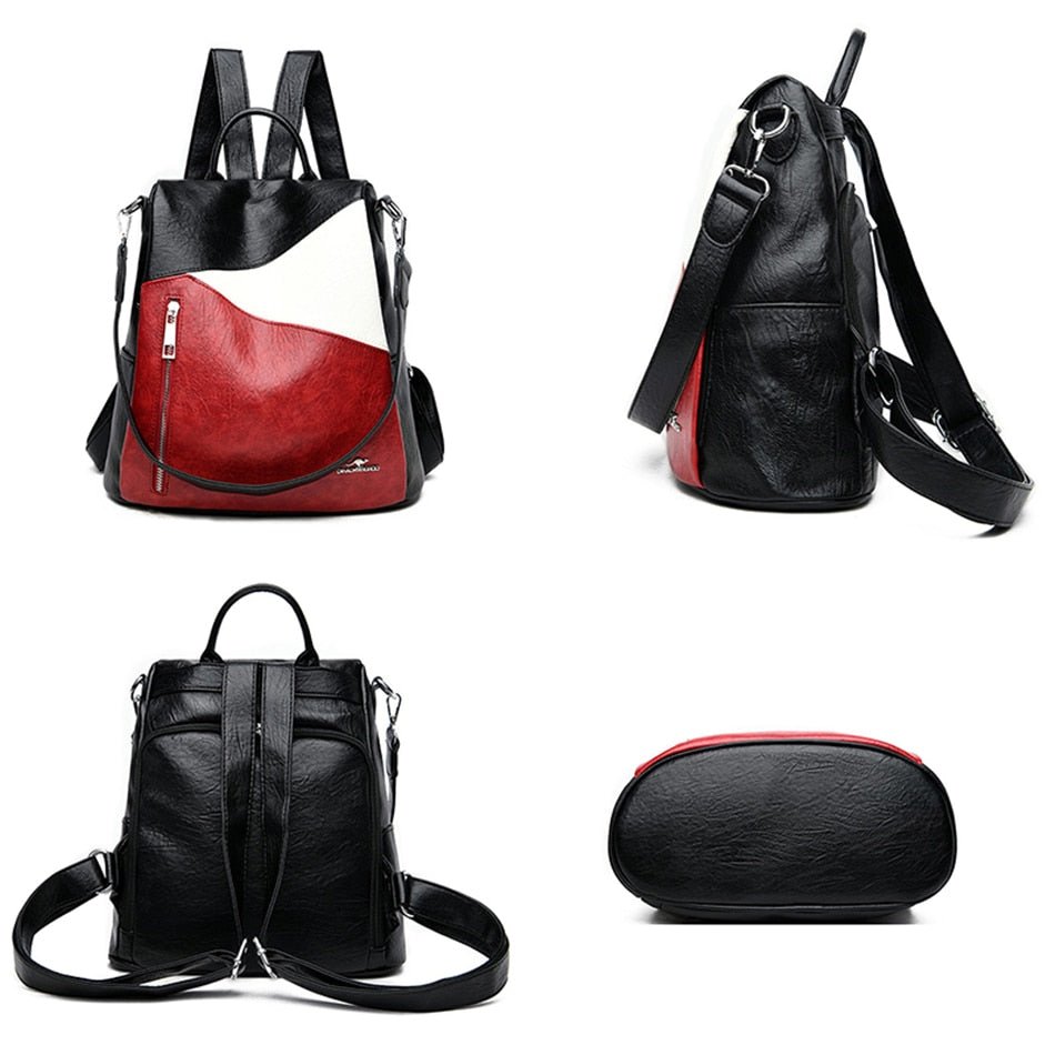 Anti-Theft PU Leather Backpack