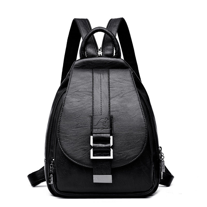 Genuine Leather Backpack with Essential Detail