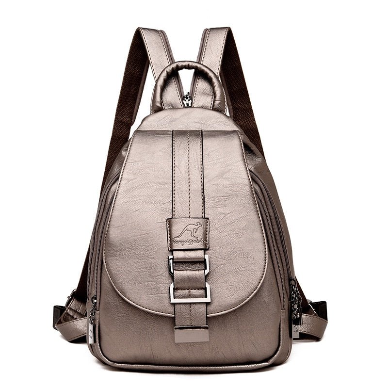 Genuine Leather Backpack with Essential Detail