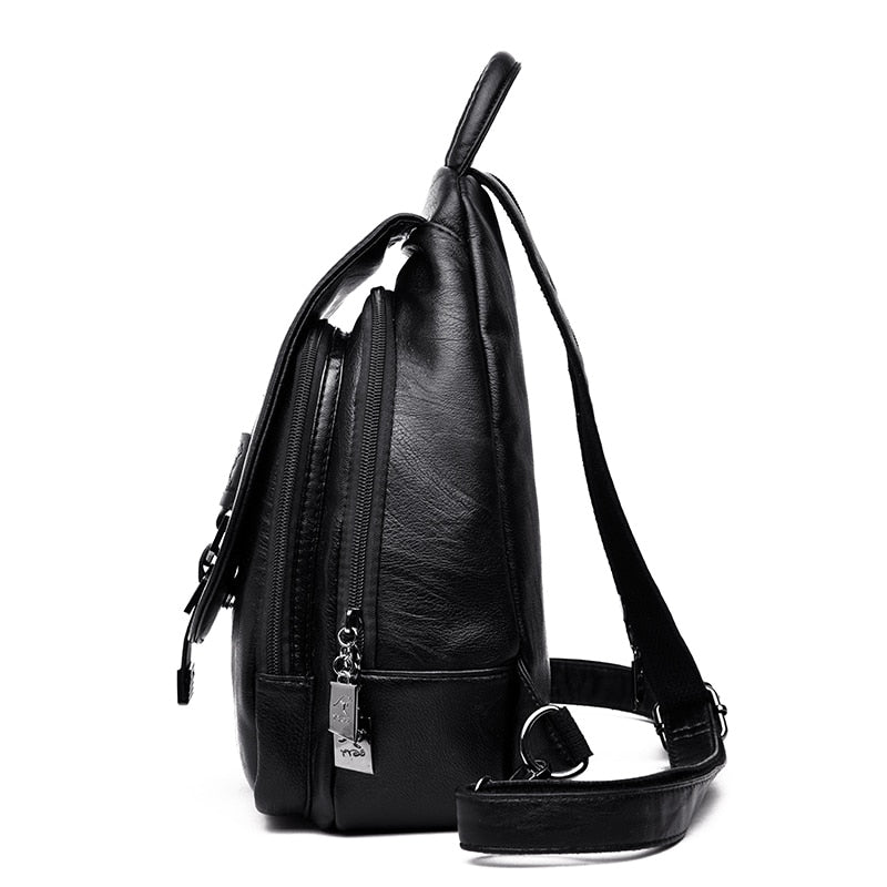 Genuine Leather Backpack with Essential Detail