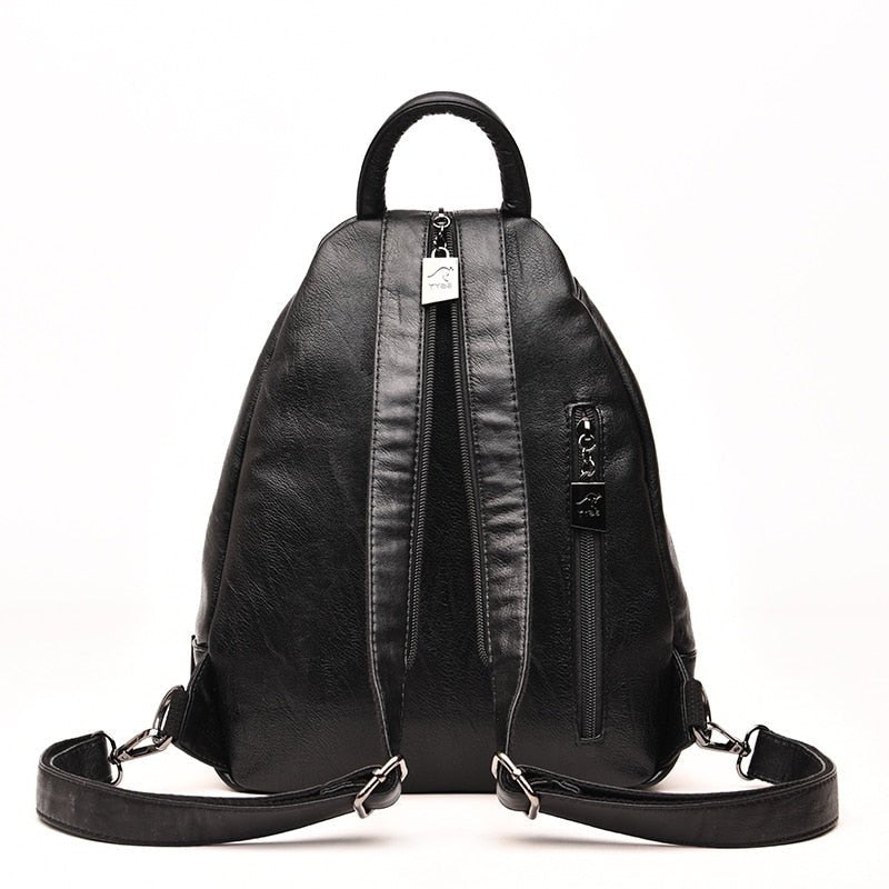 Genuine Leather Backpack with Essential Detail
