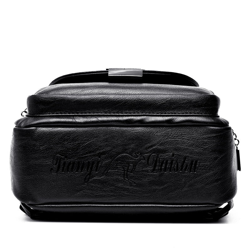 Genuine Leather Backpack with Essential Detail