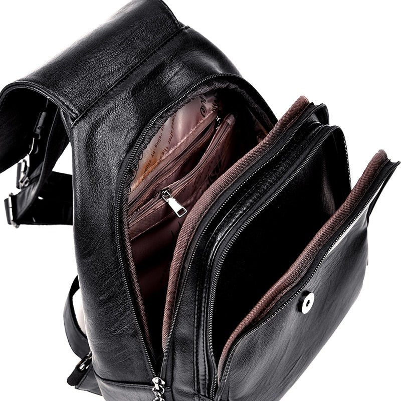 Genuine Leather Backpack with Essential Detail