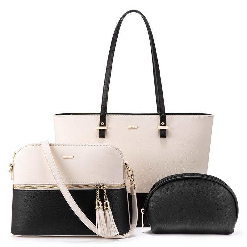 Leather Tote Bag with Mini Detail