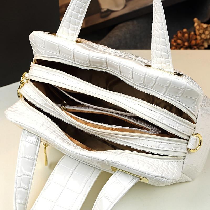 Genuine Leather Shoulder Bag with Timeless Detail