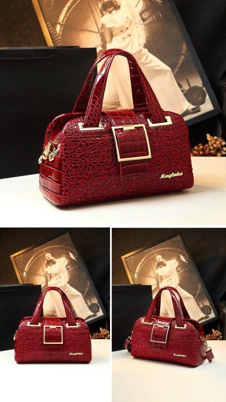 Genuine Leather Shoulder Bag with Timeless Detail
