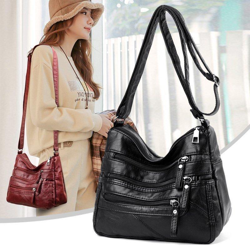 Structured Leather Shoulder Bag