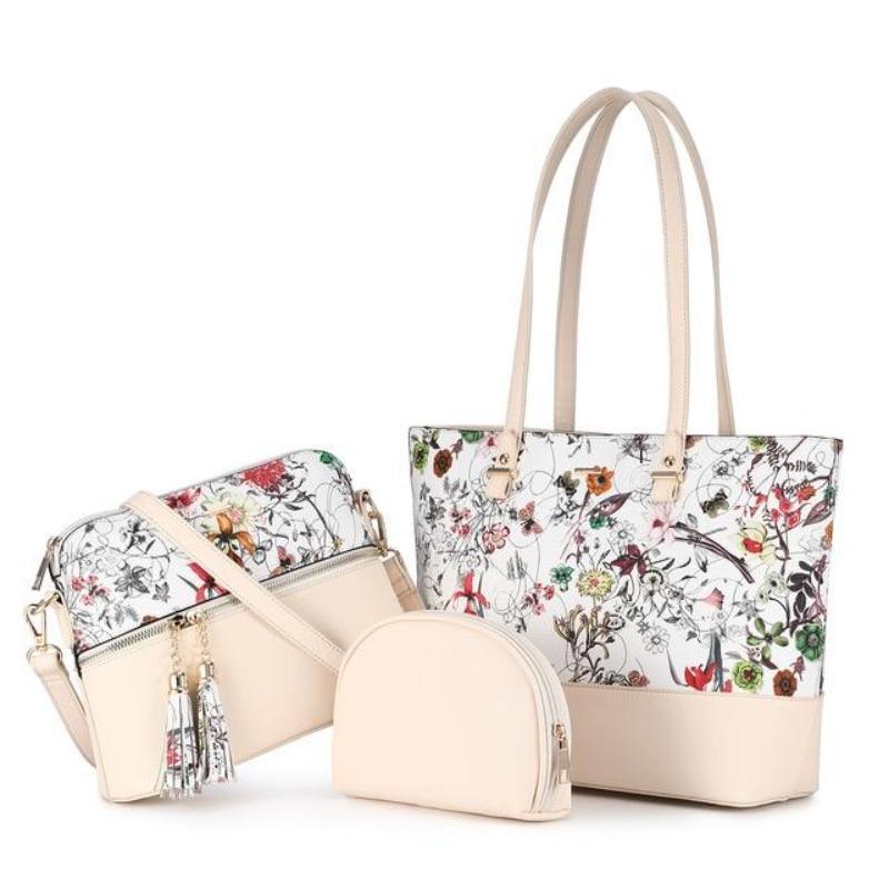 Leather Tote Bag with Mini Detail