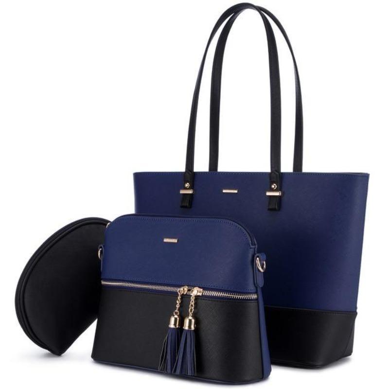 Leather Tote Bag with Mini Detail