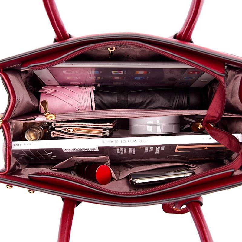Leather Shoulder Bag with Structured Detail
