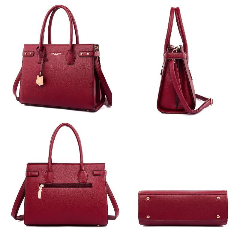 Leather Shoulder Bag with Structured Detail