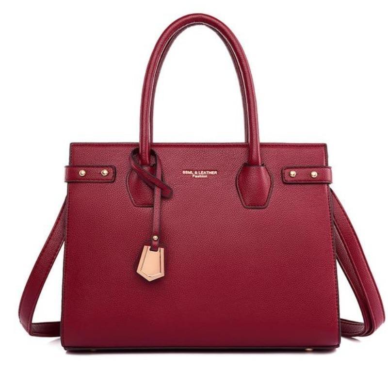 Leather Shoulder Bag with Structured Detail