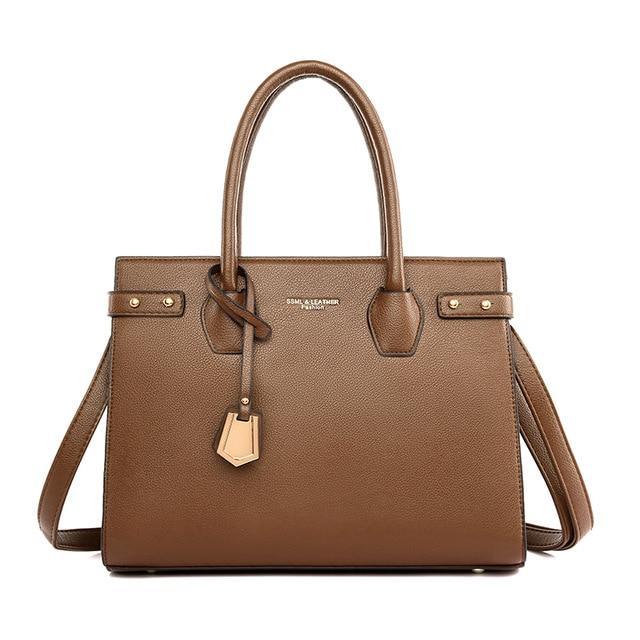 Leather Shoulder Bag with Structured Detail