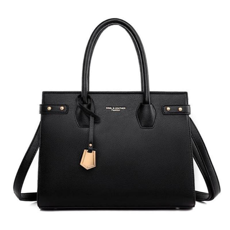 Leather Shoulder Bag with Structured Detail