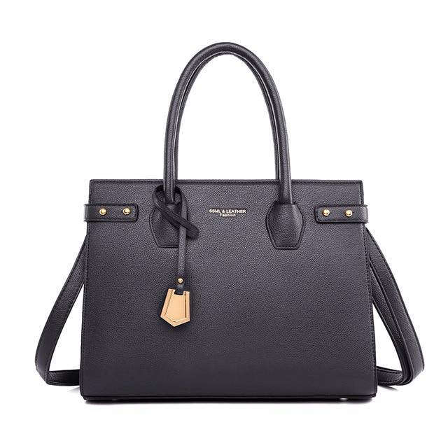 Leather Shoulder Bag with Structured Detail