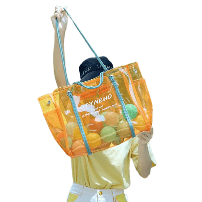 PVC Shoulder Bag with Round Detail