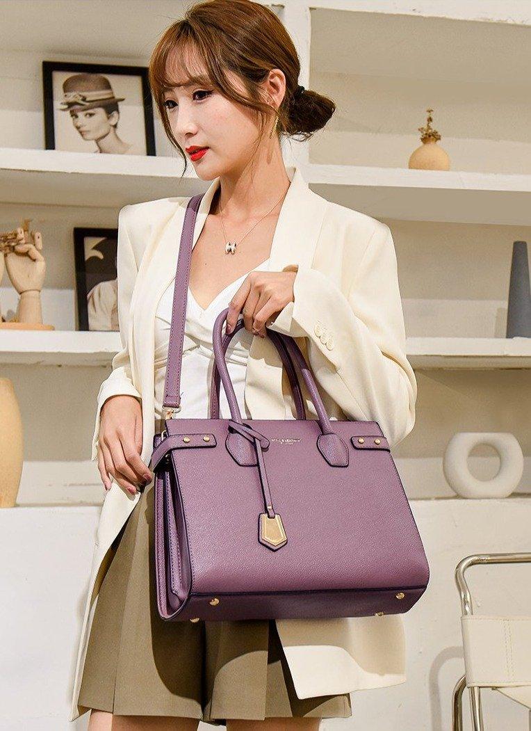 Leather Shoulder Bag with Structured Detail