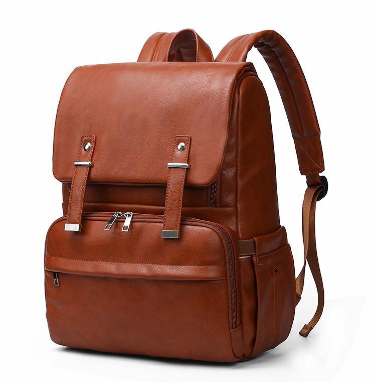 PU Leather Backpack with Structured Detail