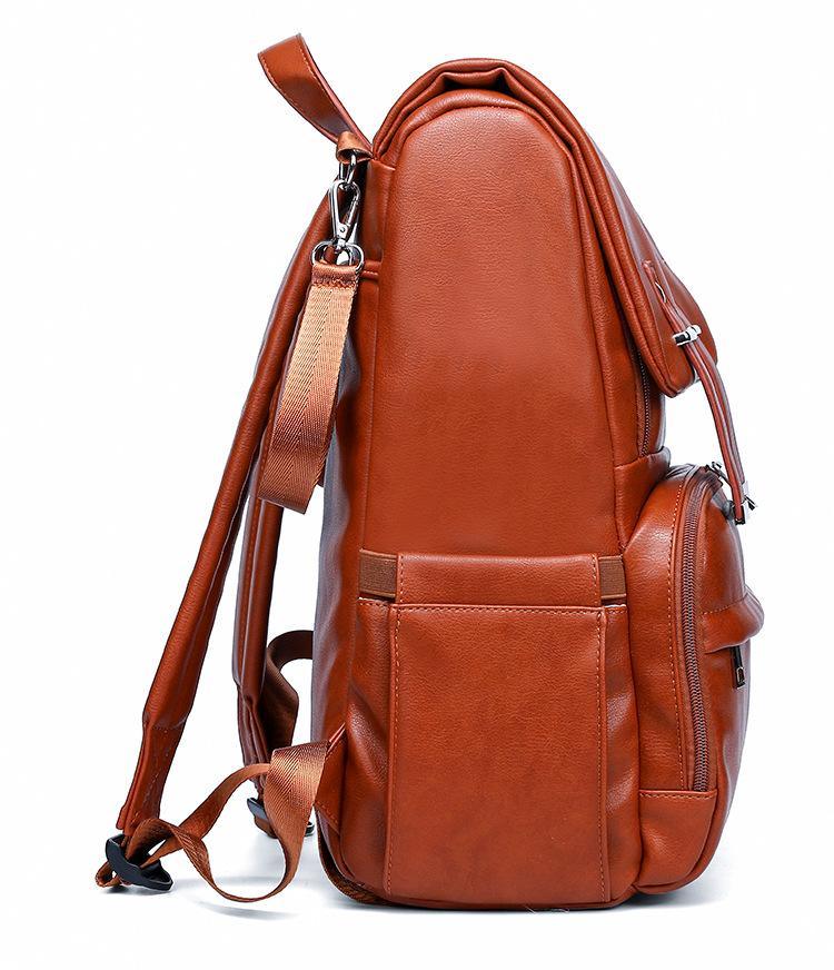 PU Leather Backpack with Structured Detail