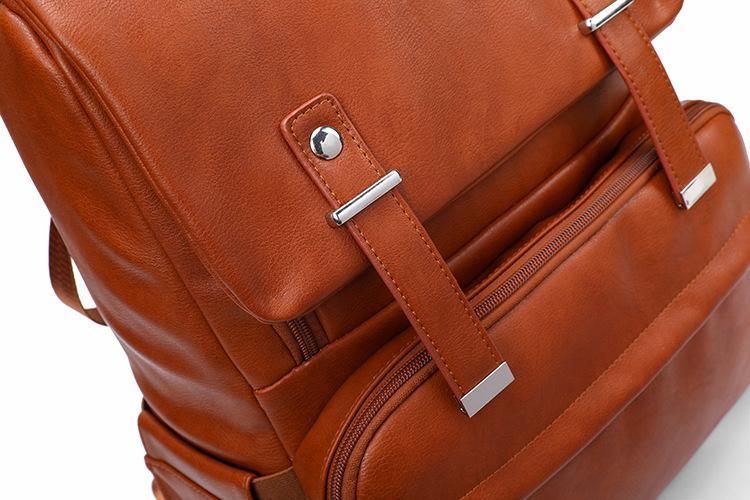 PU Leather Backpack with Structured Detail
