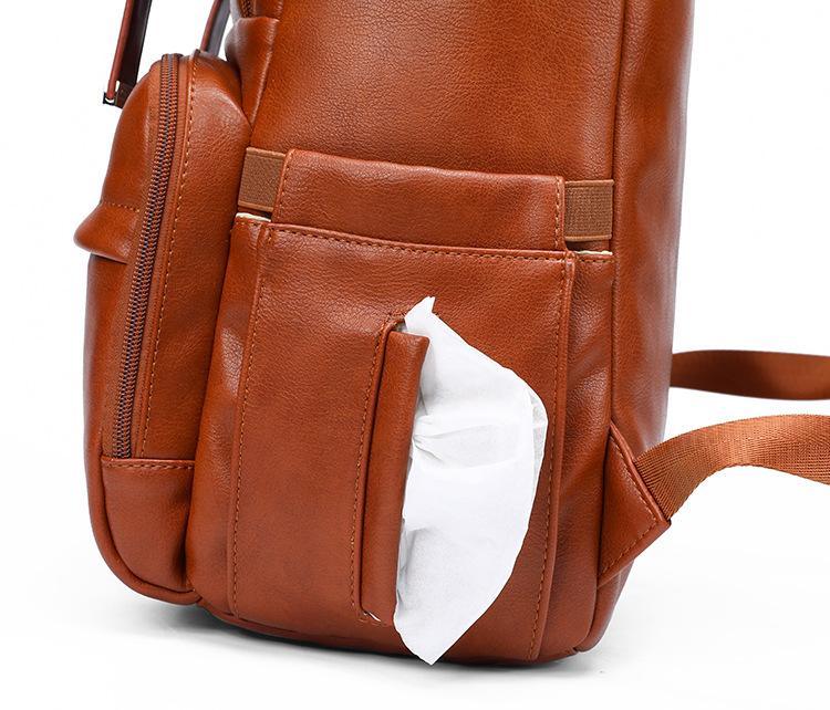 PU Leather Backpack with Structured Detail