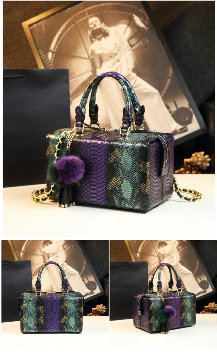Genuine Leather Shoulder Bag with Signature Detail