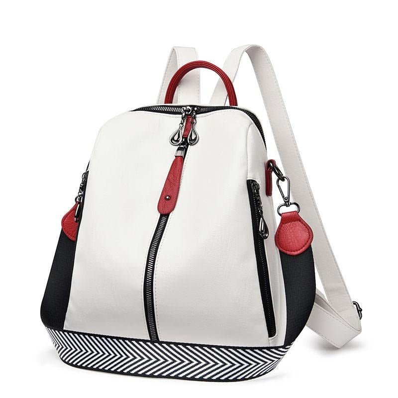Leather Backpack with Anti-Theft Detail