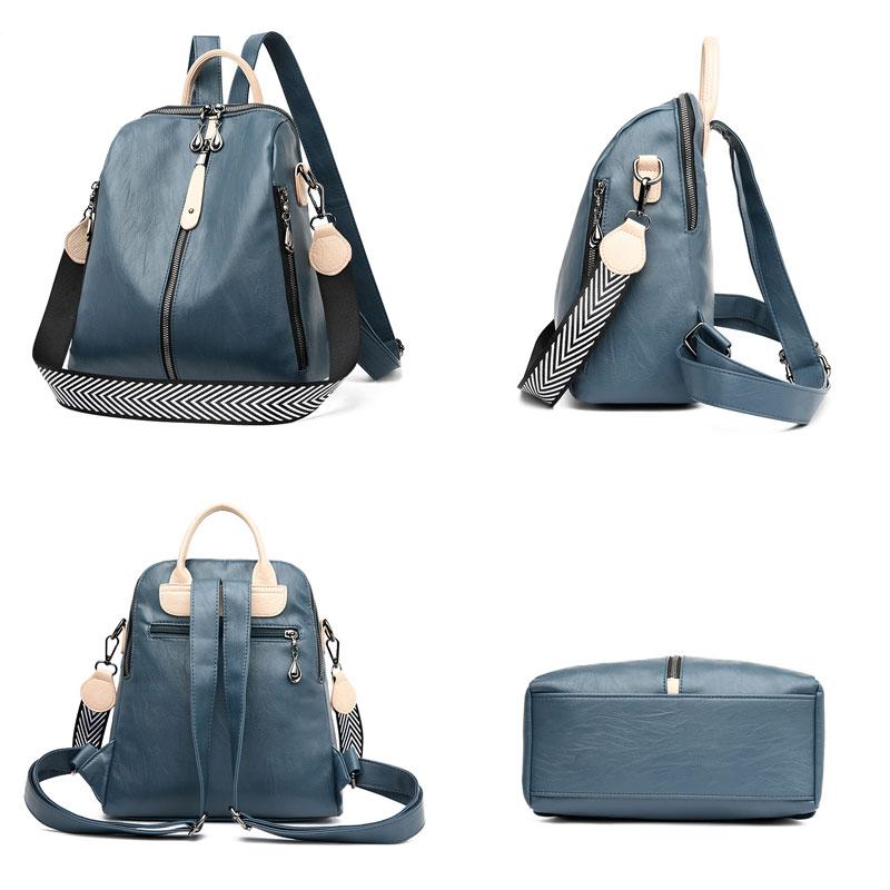 Leather Backpack with Anti-Theft Detail