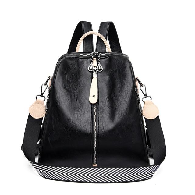 Leather Backpack with Anti-Theft Detail