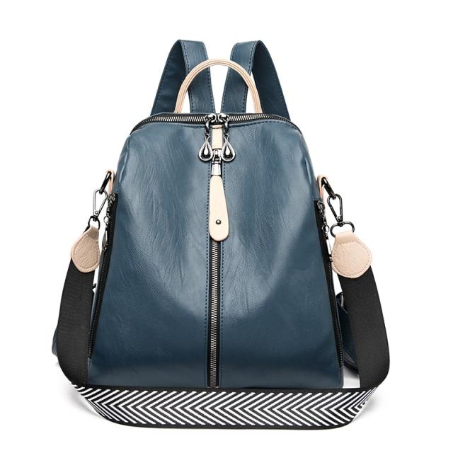 Leather Backpack with Anti-Theft Detail