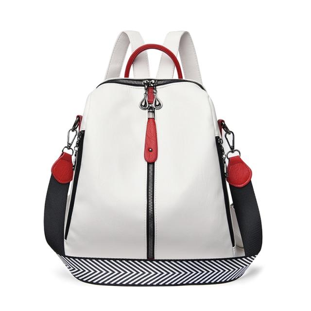 Leather Backpack with Anti-Theft Detail