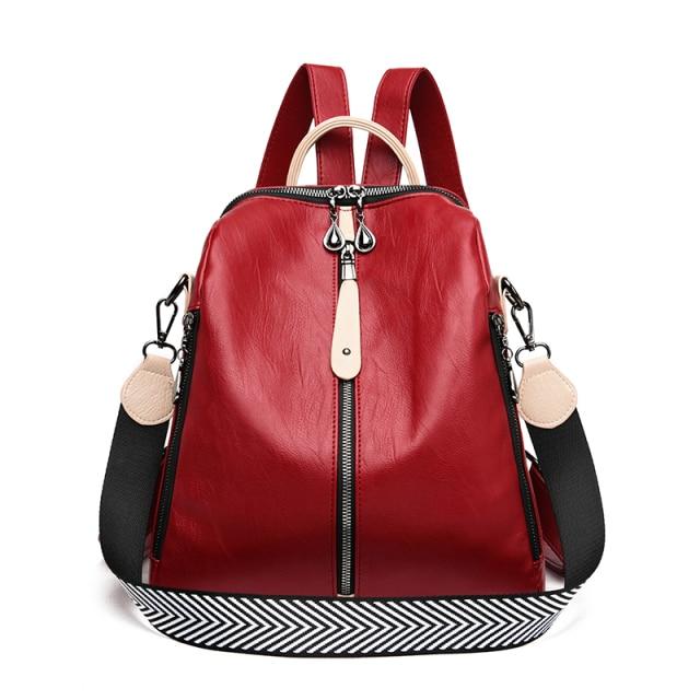 Leather Backpack with Anti-Theft Detail
