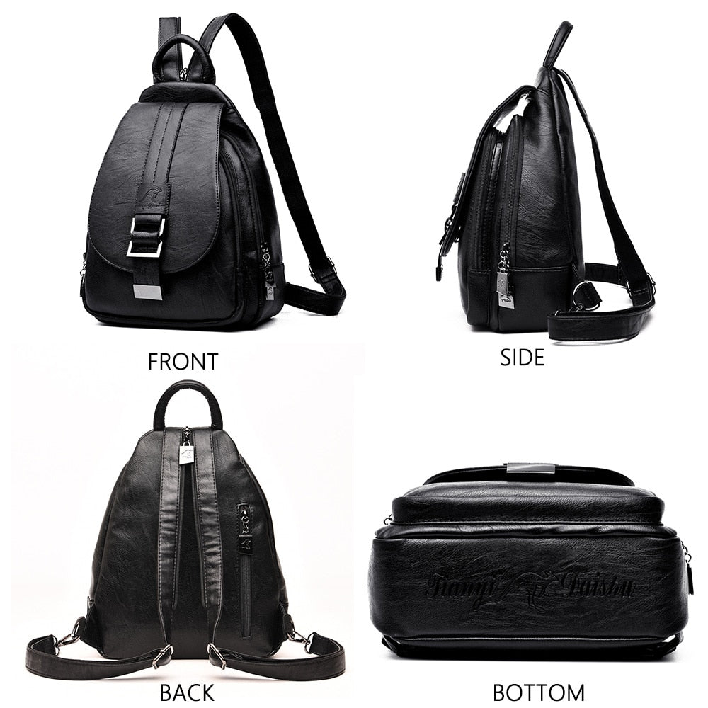 Genuine Leather Backpack with Essential Detail