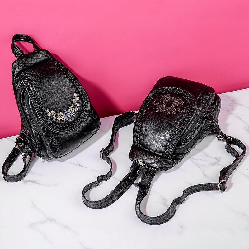 Genuine Leather Backpack with Signature Detail