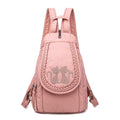 Genuine Leather Backpack with Signature Detail