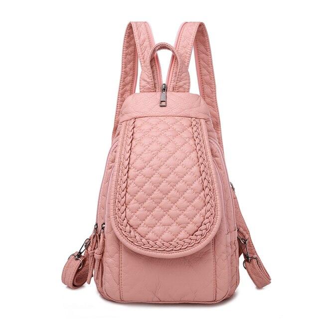 Genuine Leather Backpack with Signature Detail