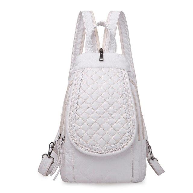 Genuine Leather Backpack with Signature Detail