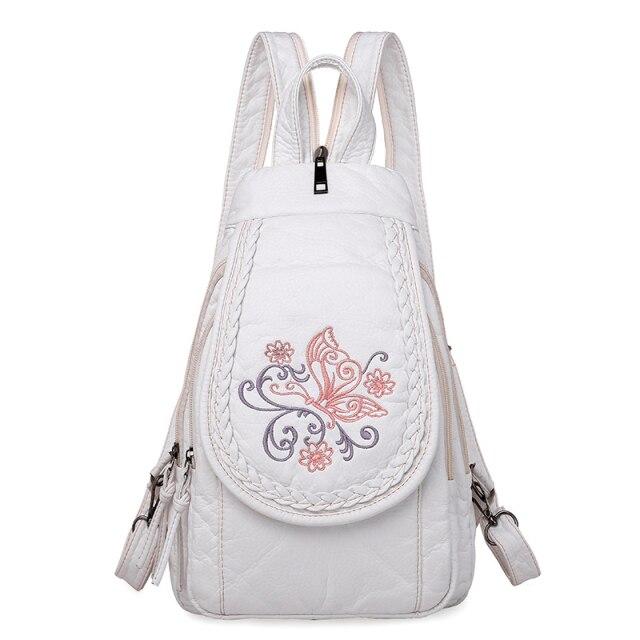 Genuine Leather Backpack with Signature Detail