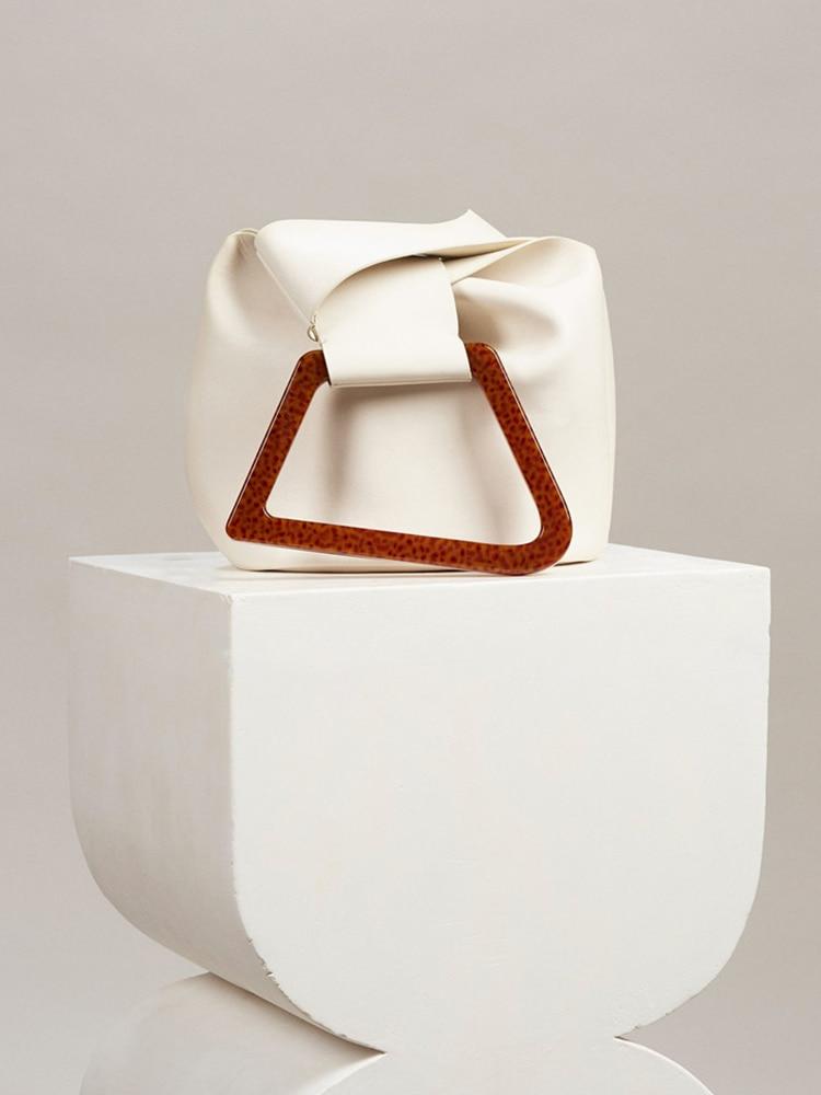 Leather Bucket Bag with Round Detail