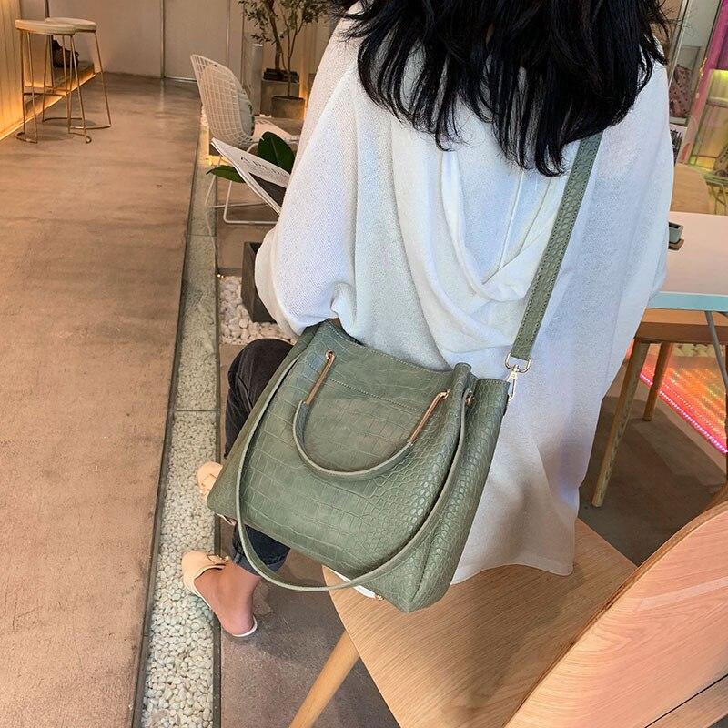 Sculpted Leather Bucket Bag