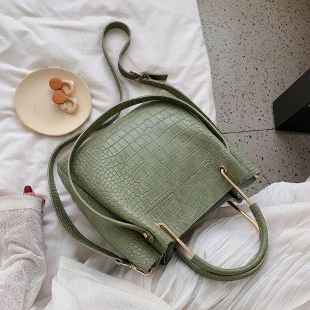 Sculpted Leather Bucket Bag