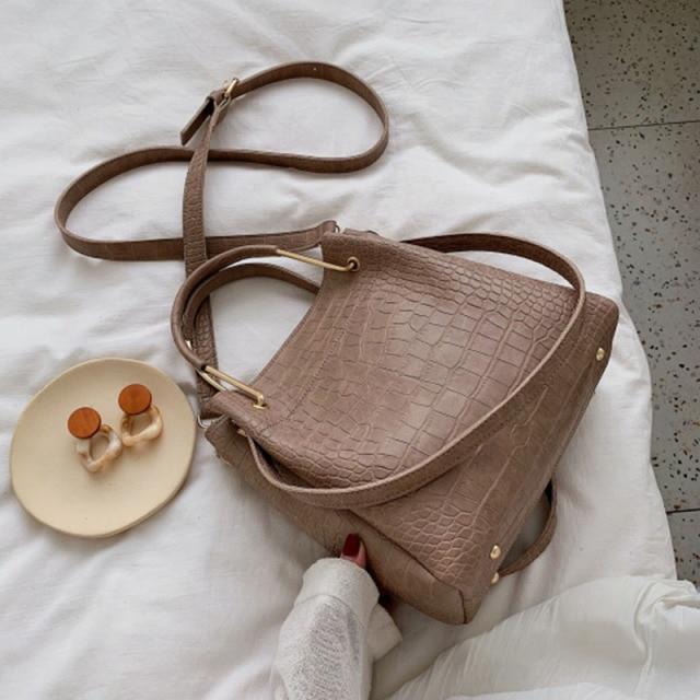 Sculpted Leather Bucket Bag