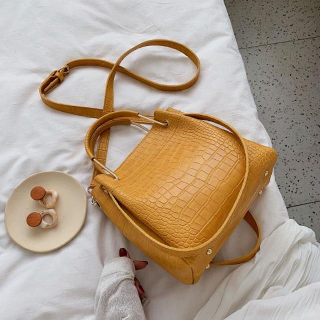 Sculpted Leather Bucket Bag