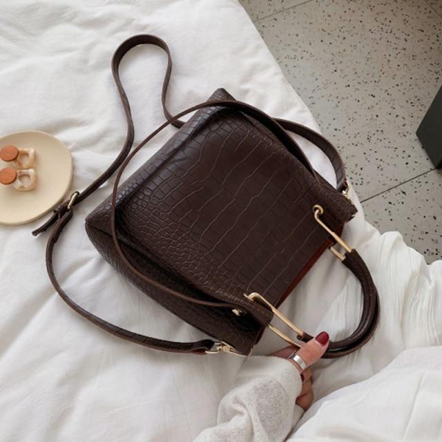 Sculpted Leather Bucket Bag