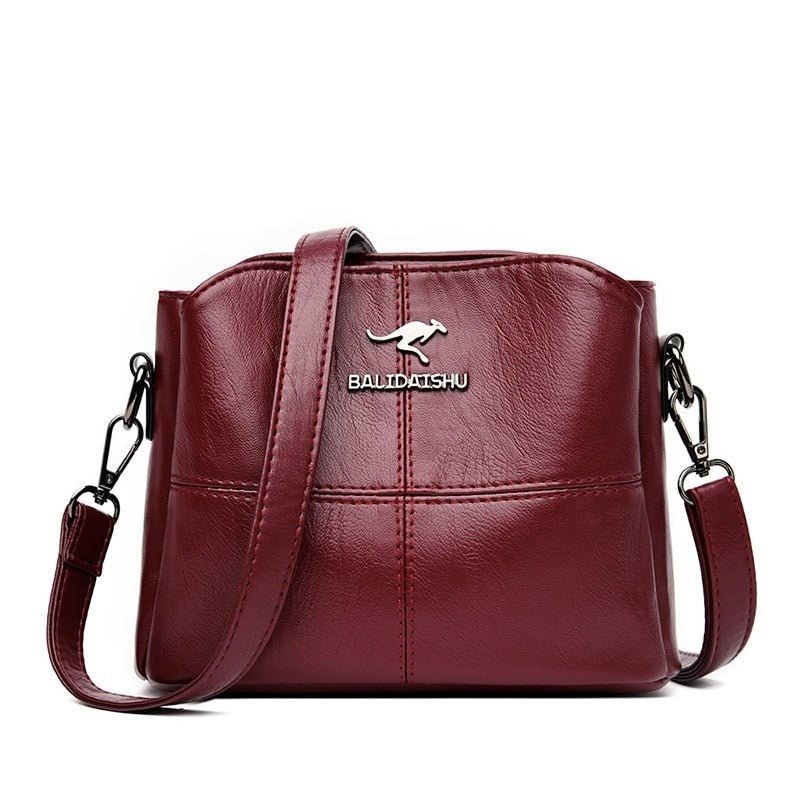 PU Leather Shoulder Bag with Statement Detail