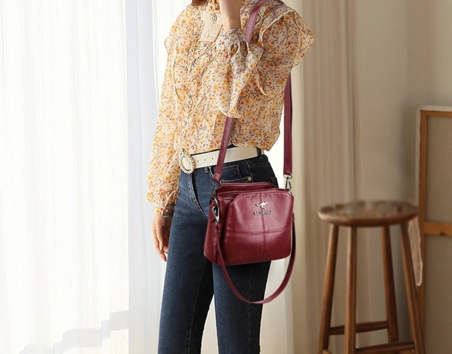 PU Leather Shoulder Bag with Statement Detail